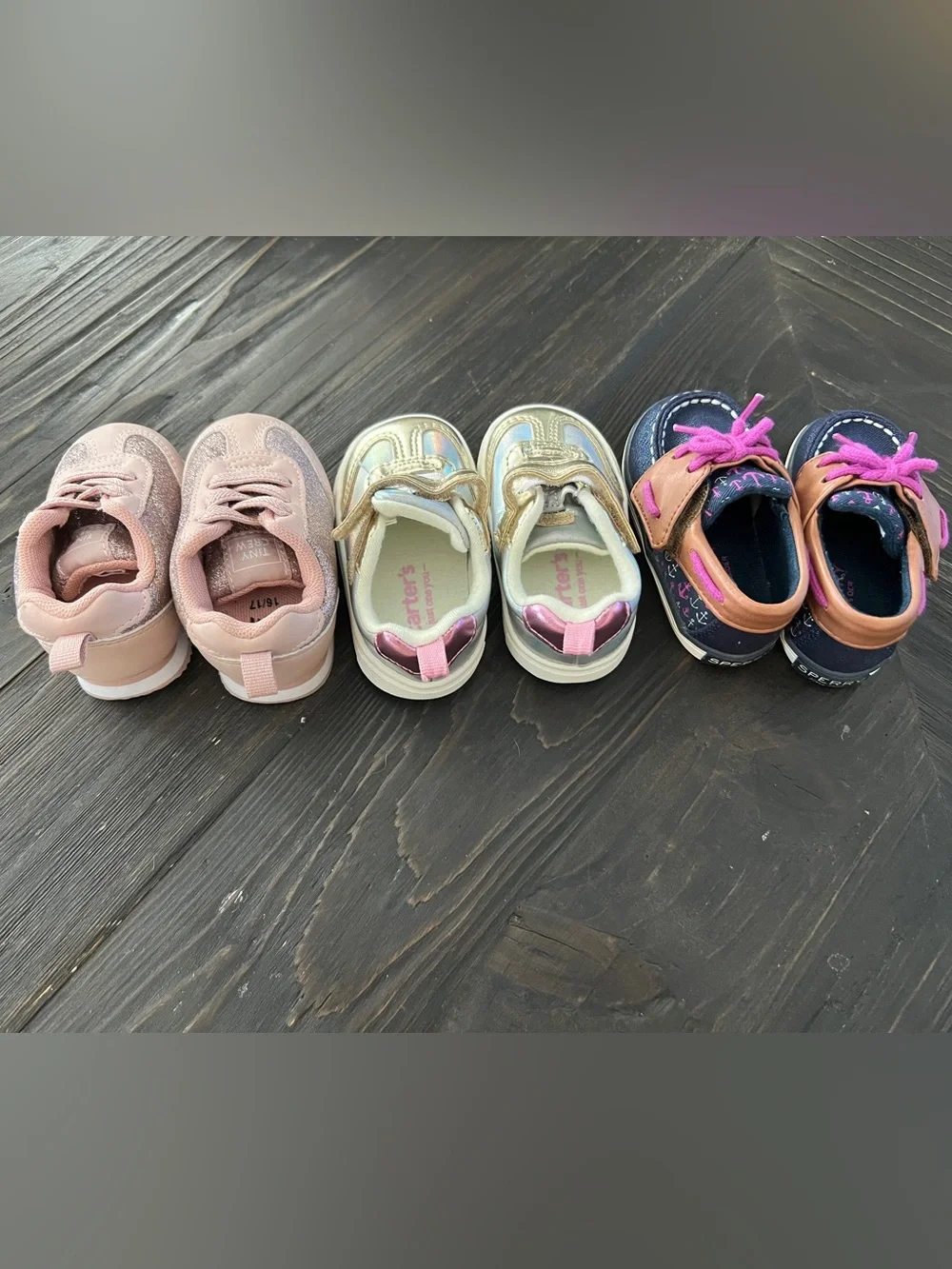 Lot of 3 Baby Girl Boat shoes and sneakers size 1-3